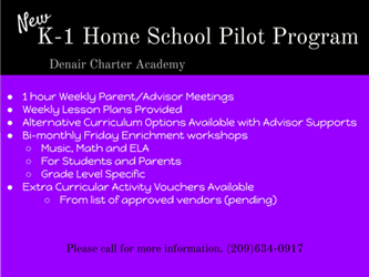 kinder and first grade pilot home school program